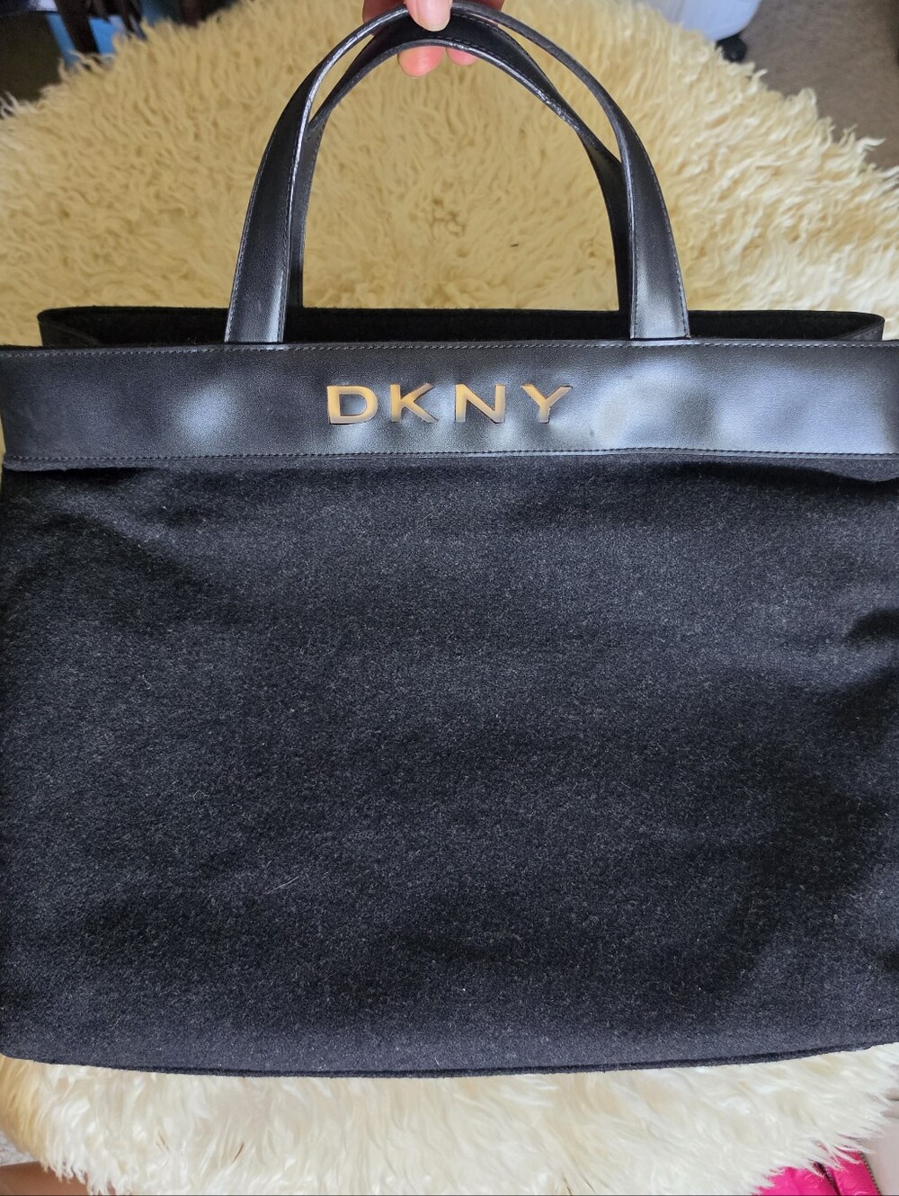 DKNY Black Tote Bag with Gold Logo